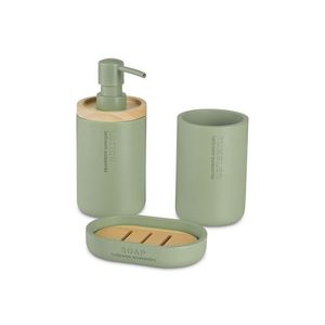 MAKRO - Kúpelňová sada olivová 3ks, 1x mydelnička, 1x dávkovač mydla, 1x pohárik vyobraziť