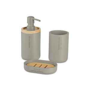 MAKRO - Kúpelňová sada šedá 3ks, 1x mydelnička, 1x dávkovač mydla, 1x pohárik vyobraziť