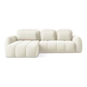 Béžová rozkladacia/s úložným priestorom rohová pohovka z textílie buklé (ľavý roh/s leňoškou) Pele – Makamii vyobraziť