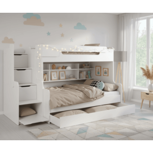 ArtBed Detská poschodová posteľ s roštom HARRY | biela 120 x 200 cm vyobraziť