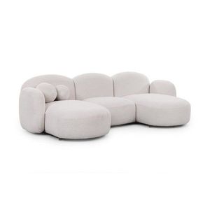 Krémovobiela rohová pohovka z textílie buklé (do tvaru "U") Orbit – Ropez vyobraziť
