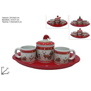 MAKRO - Sada keramická dóza, 2 šálky a podnos, s vianočnou dekoráciou rôzne motívy vyobraziť