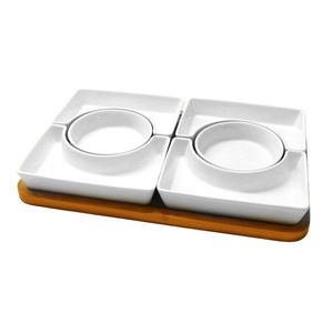 MAKRO - Servírovací podnos a keramické misky 31x21cm vyobraziť