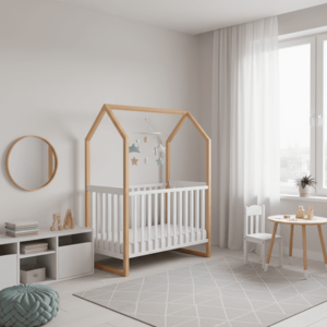 Elvisia Detská postieľka LITTLE HOUSE | biela buk 60 x 120 cm vyobraziť