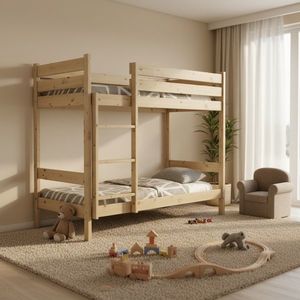 Elvisia Drevená poschodová posteľ TED s roštom | borovica 90 x 200 cm vyobraziť