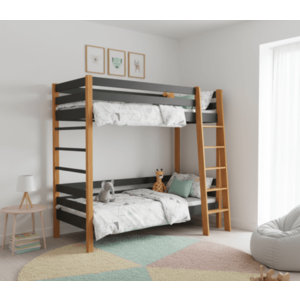 Dolmar Poschodová posteľ SUSAN | čierna/dub 80 x 190 cm vyobraziť