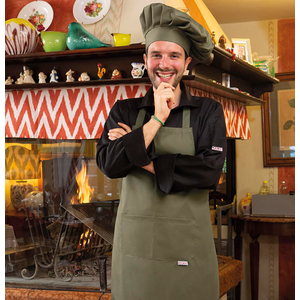 EGOCHEF Kuchárska zástera EGOchef ku krku s vreckom - olivovo zelená vyobraziť