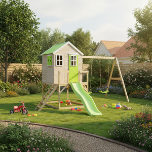 ArtWD Detský záhradný domček s ihriskom HIDE | limetková vyobraziť