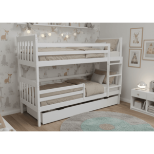 Elvisia Drevená poschodová posteľ LAXA so zásuvkou | biela 80 x 180 cm vyobraziť