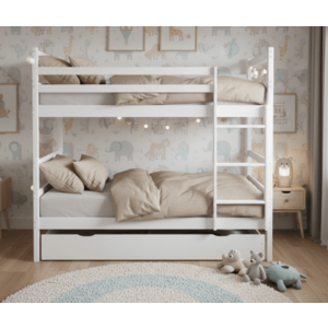 Elvisia Drevená poschodová posteľ MONEY so zásuvkou | biela 80 x 180 cm vyobraziť
