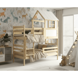 BMS Detská poschodová posteľ ERYK s domčekom | borovica 90 x 190 cm vyobraziť