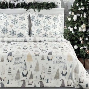 ArtFir Vianočné obliečky na dvojlôžko DWARF | biela/sivá 220 x 200 cm vyobraziť