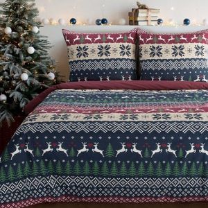 ArtFir Vianočné obliečky na jednolôžko SKANDY | modrá/bordová 140 x 200 cm vyobraziť