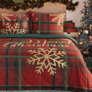 ArtFir Vianočné obliečky na jednolôžko ESTRELLA | červená/zelená 140 x 200 cm vyobraziť