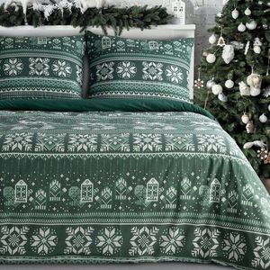 ArtFir Vianočné obliečky na dvojlôžko CLOVER | tmavozelená/biela 220 x 200 cm vyobraziť