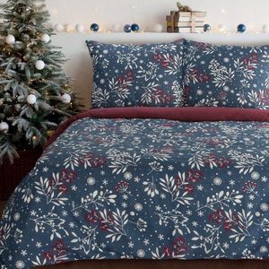 ArtFir Vianočné obliečky na dvojlôžko KRISTY | tmavomodrá/červená 220 x 200 cm vyobraziť