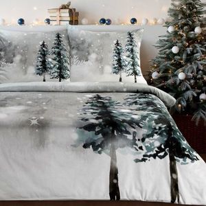 ArtFir Vianočné obliečky na dvojlôžko FOREST | svetlosivá/biela 220 x 200 cm vyobraziť