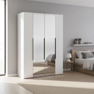 Elvisia Šatníková skriňa NICEA 160 so zrkadlom | biela vyobraziť