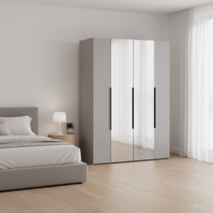 Elvisia Šatníková skriňa NICEA 180 so zrkadlom | sivá vyobraziť