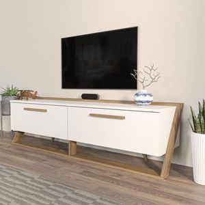 TV stolík Astrid - White, Walnut vyobraziť