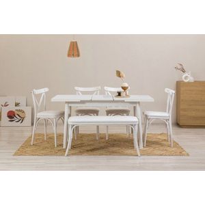 Extendable Dining Table Vina - White vyobraziť