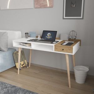 Písací stôl Flex - White, Oak vyobraziť