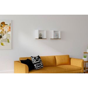 Nástenná polica Sevima - White, Walnut vyobraziť