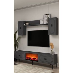 TV skrinka / Obývacia stena Weny Bohem Fireplace - Anthracite vyobraziť