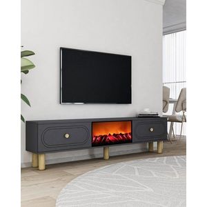 TV stolík Polen Bohem Fireplace - Anthracite vyobraziť