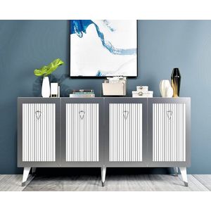 Konzolový stolík Bare - White, Silver vyobraziť