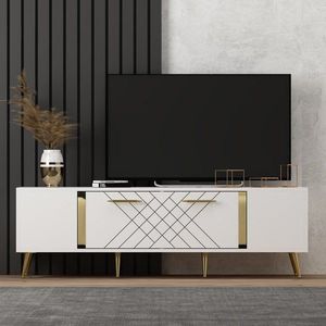 TV stolík Detas - White, Gold vyobraziť