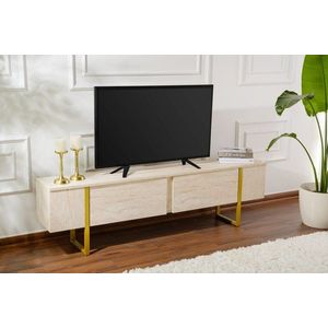 TV stolík Serenity - Travertine, Gold vyobraziť