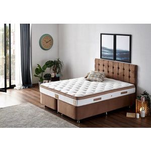 Double Mattress, Base & Headboard Latte - Light Brown (160 x 200) vyobraziť
