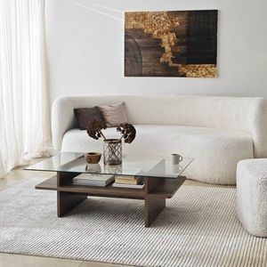 Konferenčný stolík Saga Rectangle - Walnut, Transparent vyobraziť