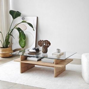 Konferenčný stolík Saga Rectangle - Sapphire, Transparent vyobraziť