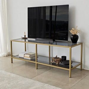 TV stolík Basic - Dark Grey, Gold vyobraziť