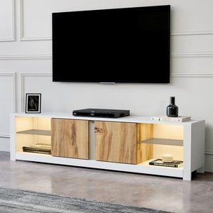 TV stolík Aydos - White, Oak vyobraziť