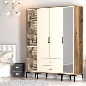 Šatníková skriňa Kumsal PTR - Walnut, Cream vyobraziť
