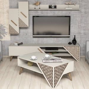 Living Room Furniture Set Beril - Cream vyobraziť
