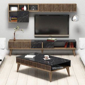 Living Room Furniture Set Milan - Walnut, Black vyobraziť