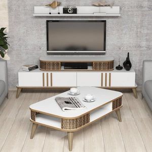 Living Room Furniture Set Eylül - White vyobraziť