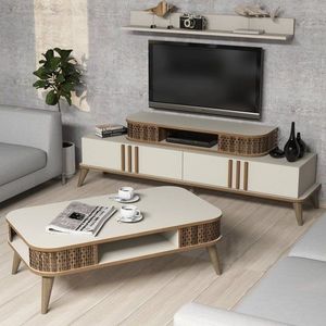 Living Room Furniture Set Eylül - Cream vyobraziť