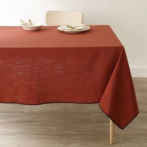 Jednofarebný bavlnený obrus s originálnym zakončením vyobraziť