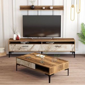 Living Room Furniture Set Istanbul - Walnut, White Marble vyobraziť