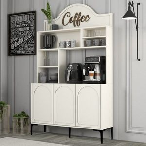 Coffee Bar Cabinet Lyon 120 - Cream, Black vyobraziť