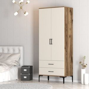 Šatníková skriňa Kumsal T - Walnut, Cream vyobraziť