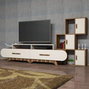 TV skrinka / Obývacia stena Flora S - Walnut, Cream vyobraziť