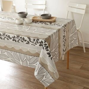 Voskovaný obrus s potlačou listov a efektom naperonu vyobraziť