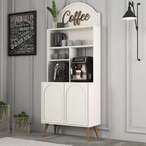 Coffee Bar Cabinet Lyon 80 - Cream, Walnut vyobraziť
