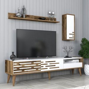 TV skrinka / Obývacia stena Valensiya - Walnut, White vyobraziť